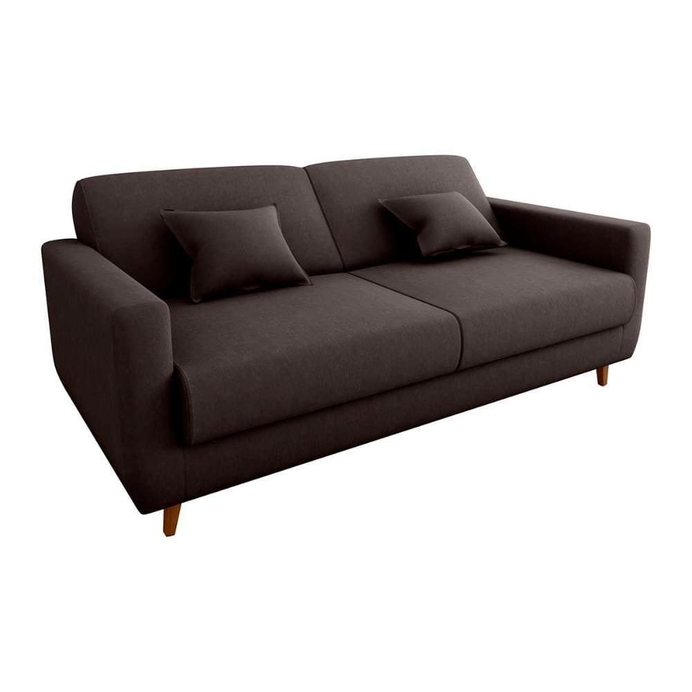 Sofá Cama Premium 3 Lugares 1,90 Larg Emilia Matrix Suede Marrom