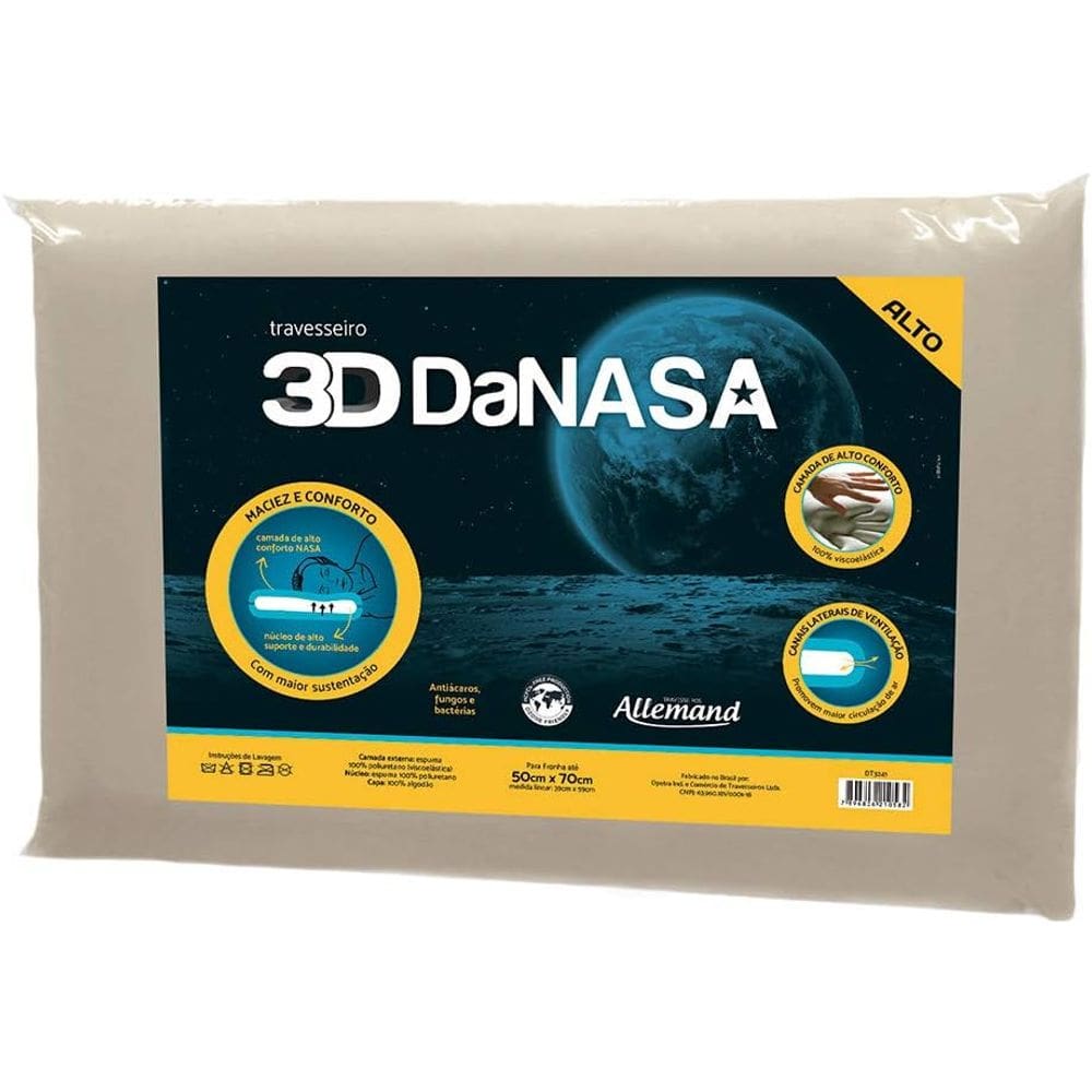 Travesseiro 3D Danasa Alto Viscoelástico 50x70x13 cm Duoflex