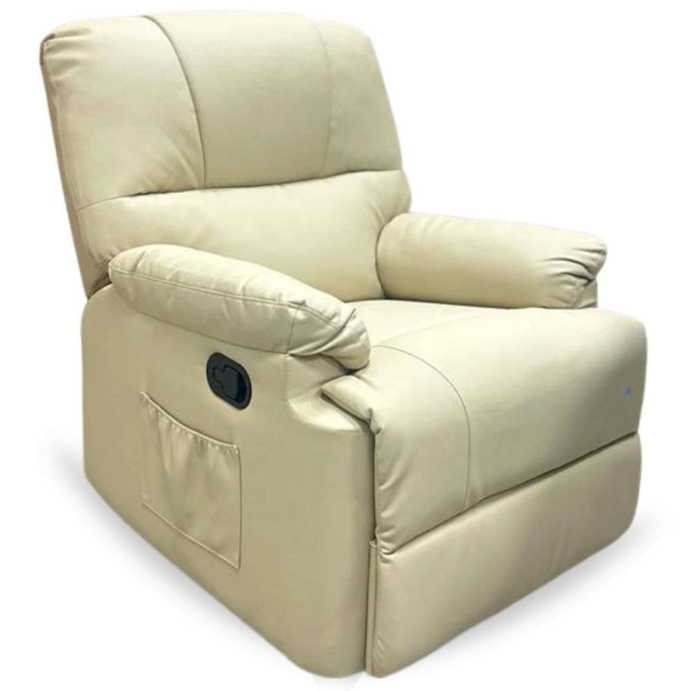Poltrona Reclinável Massageadora Corino Papai Sofa Cadeira Massagem Relaxante Bege Importway Iwprm