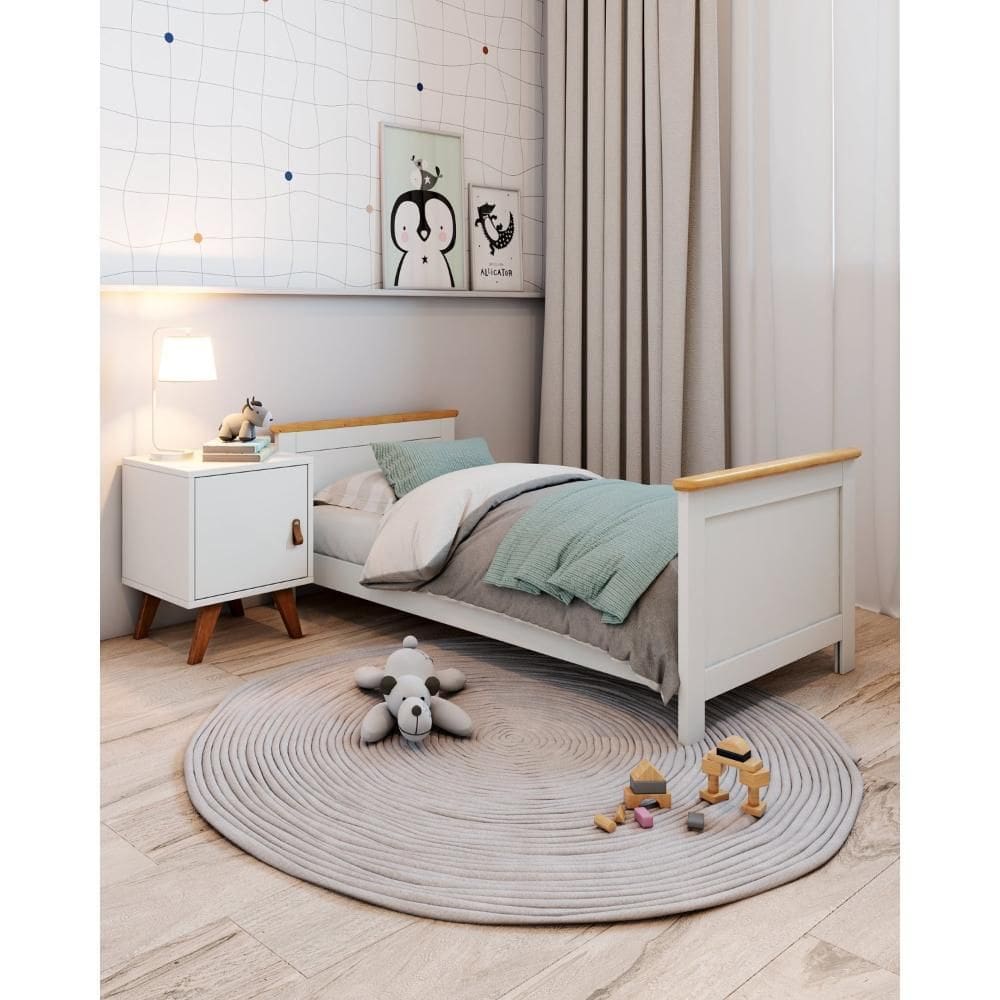 Cama Infantil de Madeira Maciça Nest Branco/Carvalho