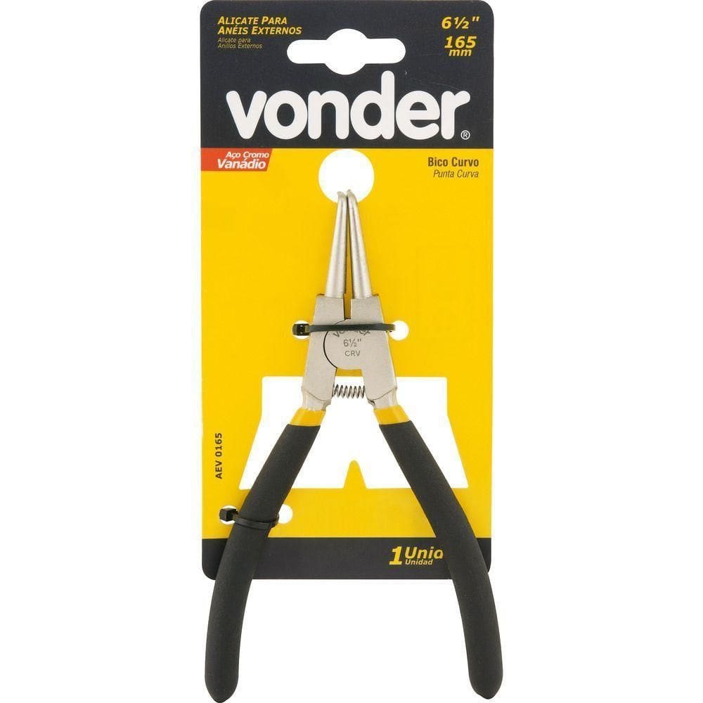 Alicate Para Anéis 6.1-2” 165mm Ext Curvo Vanádio Plast Vonder