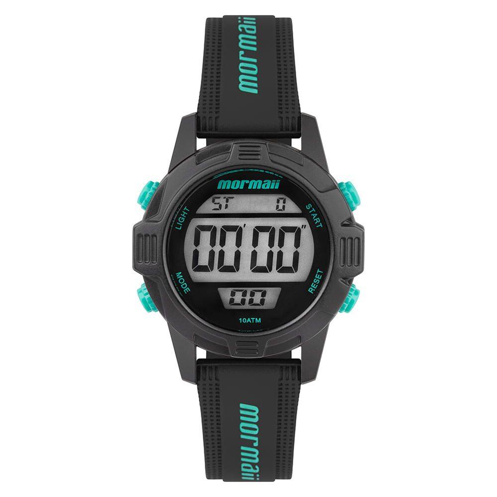 Relógio MORMAII feminino digital preto verde MO13800B/8V