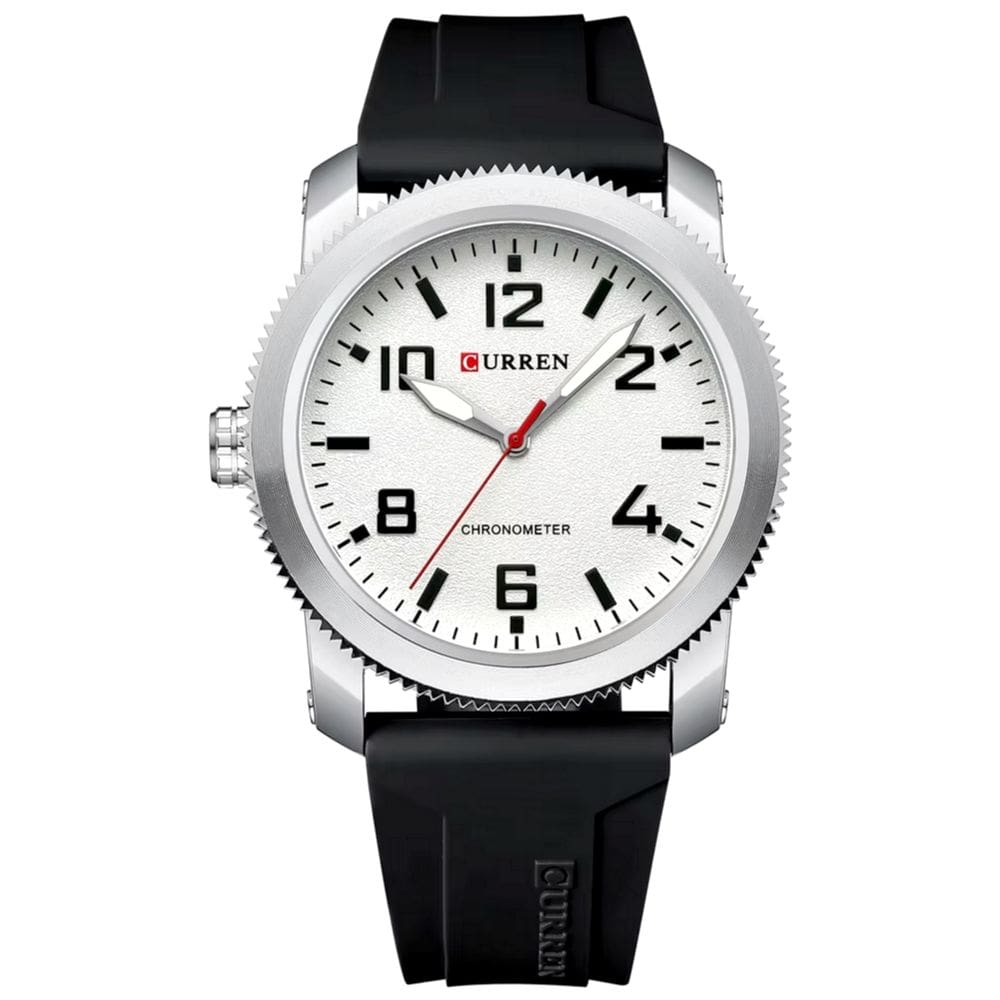 Relógio Masculino Mostrador Numerais Quartzo Pulseira de Silicone Impermeavel