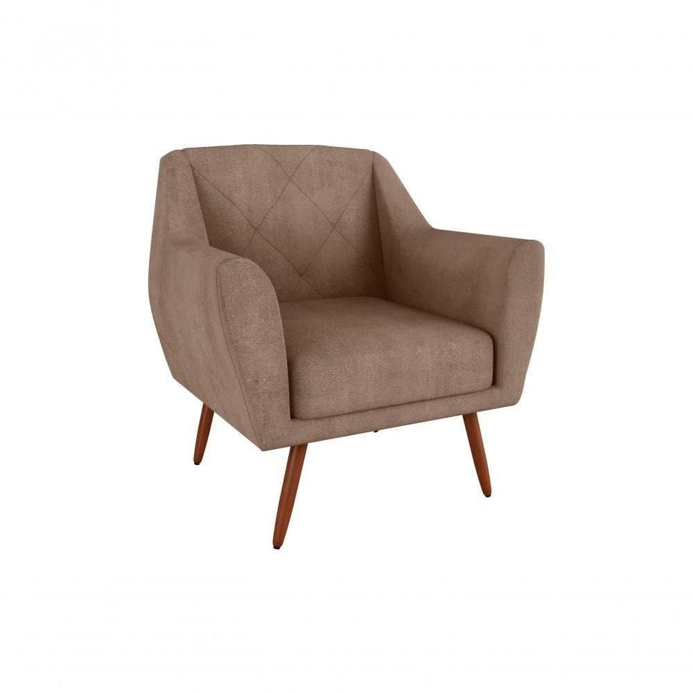 Poltrona Cadeira Decorativa Pés Palito Veneza Matrix Boucle Marrom