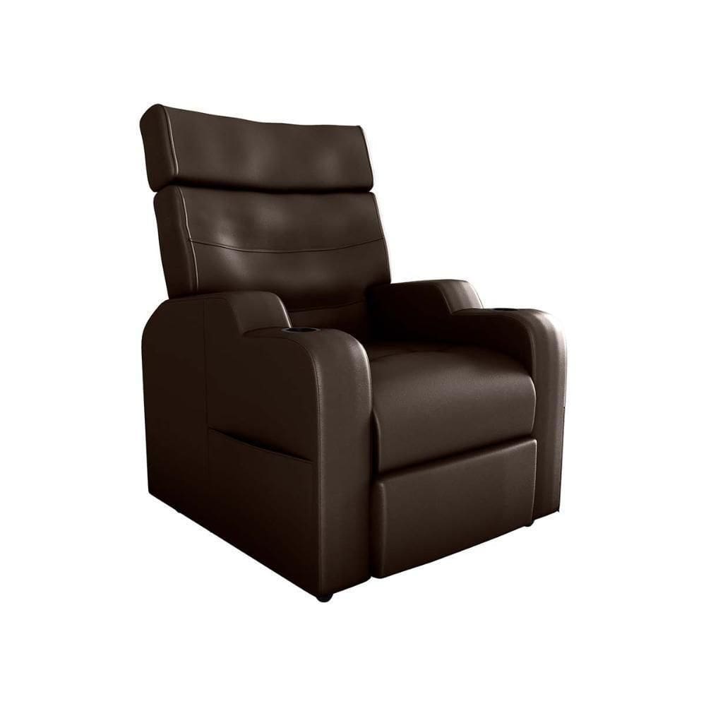 Poltrona Do Papai Reclinável Premium Com Porta Copos E Porta Controle Toro Matrix Sintetico Marrom