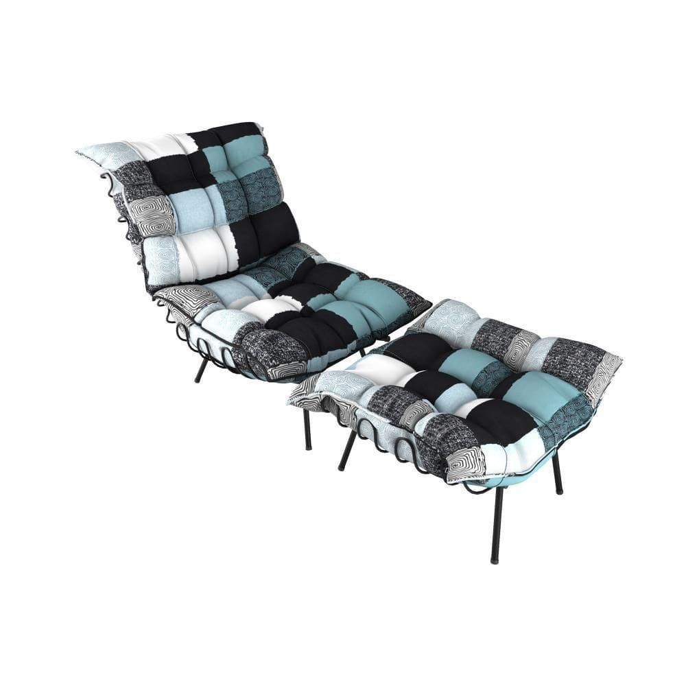 Poltrona Costela Com Puff Amalia Velluto Matrix Cor:mandala