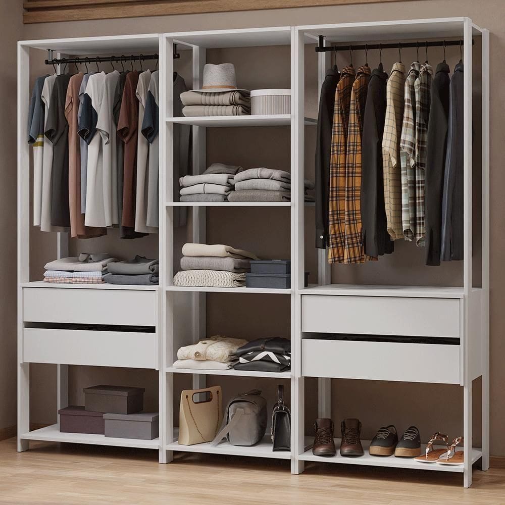 Guarda-roupa Closet Modulado 4 Gavetas 199 Cm Valencia Madesa Branco
