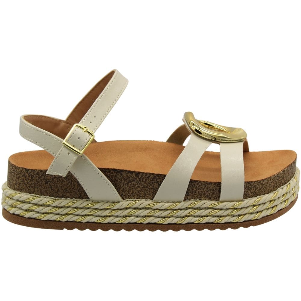 Sandália Plataforma Beira Rio Decoração Metalizada Feminina