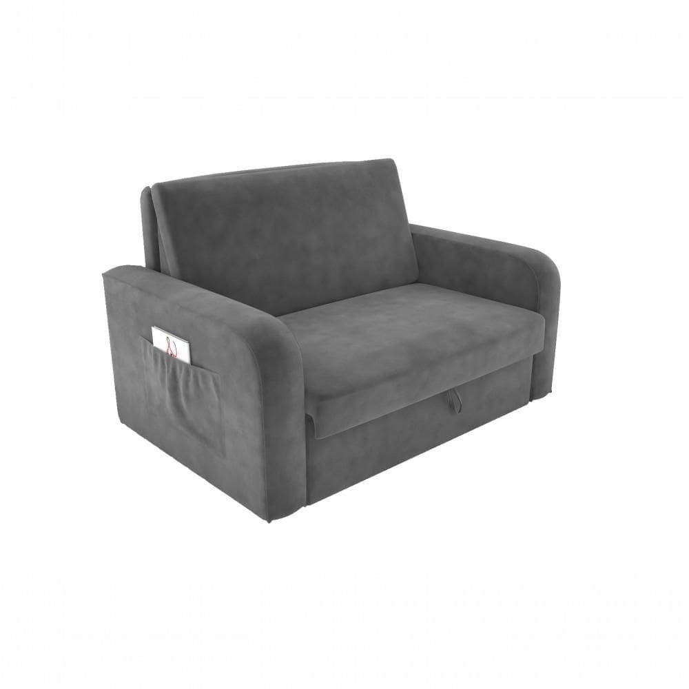 Sofá Cama 2 Lugares Compacto Com Baú 145 Larg Daiane Matrix Veludo Cinza