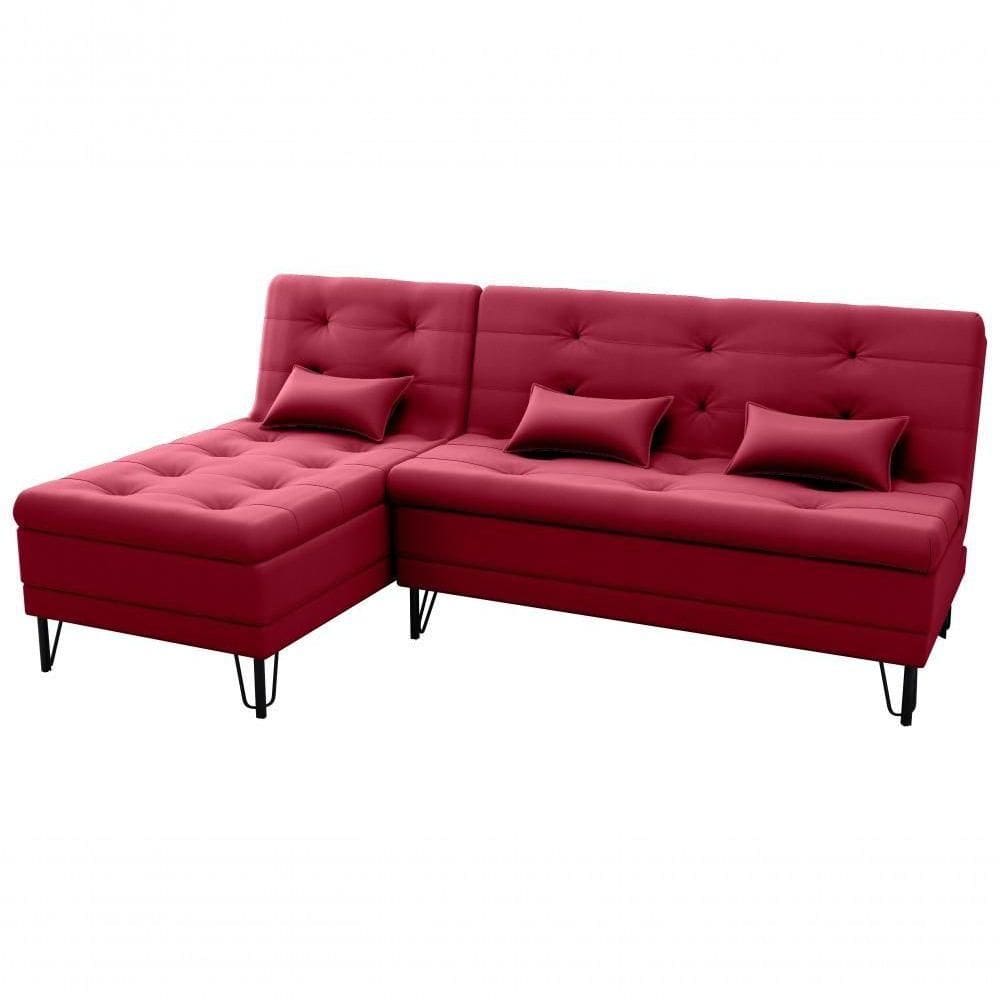 Sofá Cama 3 Lugares Com Chass Casal Luxo Premium Nice Matrix Veludo Vinho