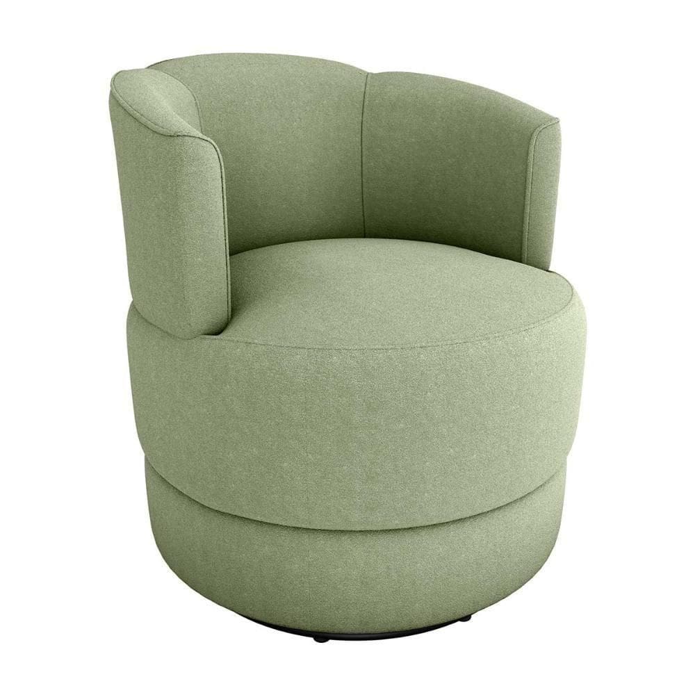 Poltrona Giratória Para Descanço Com Base De Metal Marselha Matrix Boucle Oliva