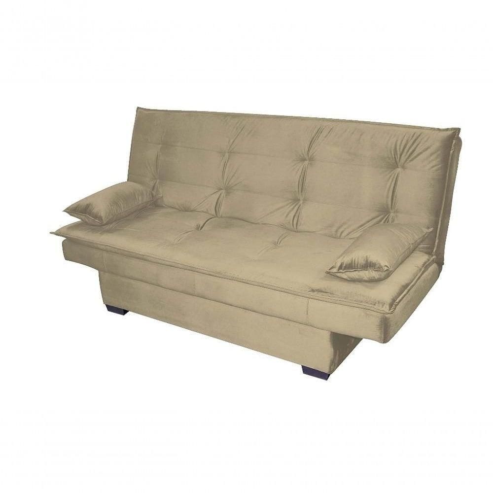 Sofá Cama 3 Lugares Casal Premium Reclinavel 1,80 Larg Esmeralda Matrix Veludo Capuccino
