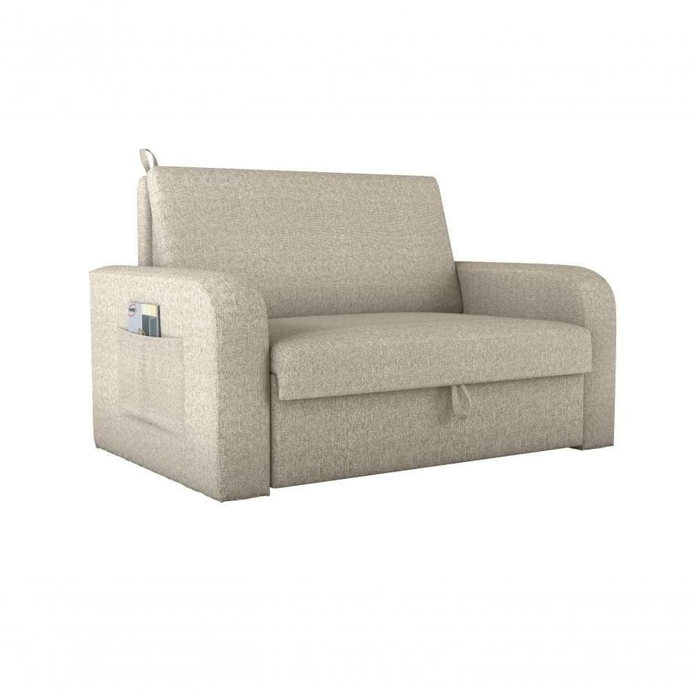 Sofá Cama 2 Lugares Compacto Com Baú 145 Larg Daiane Matrix Linho Milenium Palha