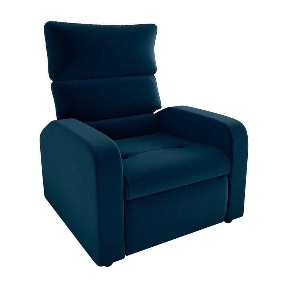 Poltrona Do Papai Reclinável Confortável Kwid Matrix Veludo Azul