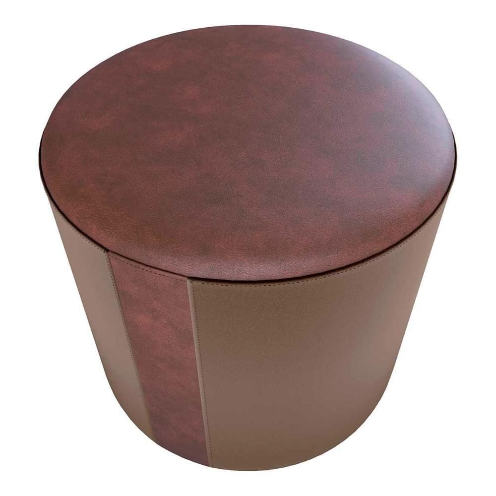 Puff Banqueta Redondo Luxo Copenhage Matrix Sintetico Marrom Veludo