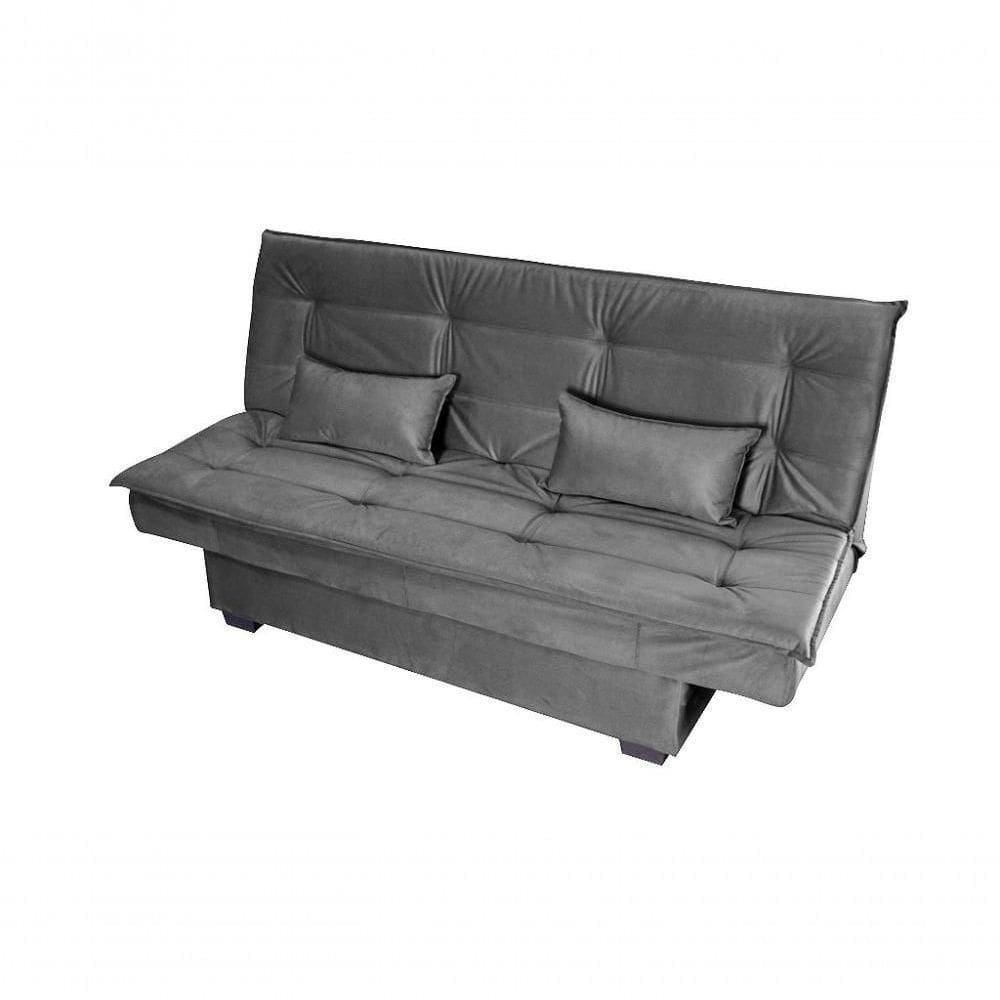 Sofá Cama 3 Lugares Casal Premium Reclinavel 1,80 Larg Esmeralda Matrix Suede Cinza