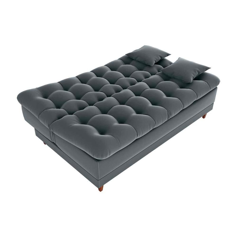 Sofá Cama 3 Lugares Casal Confortável 1,85 Larg Duda Matrix Veludo Cinza