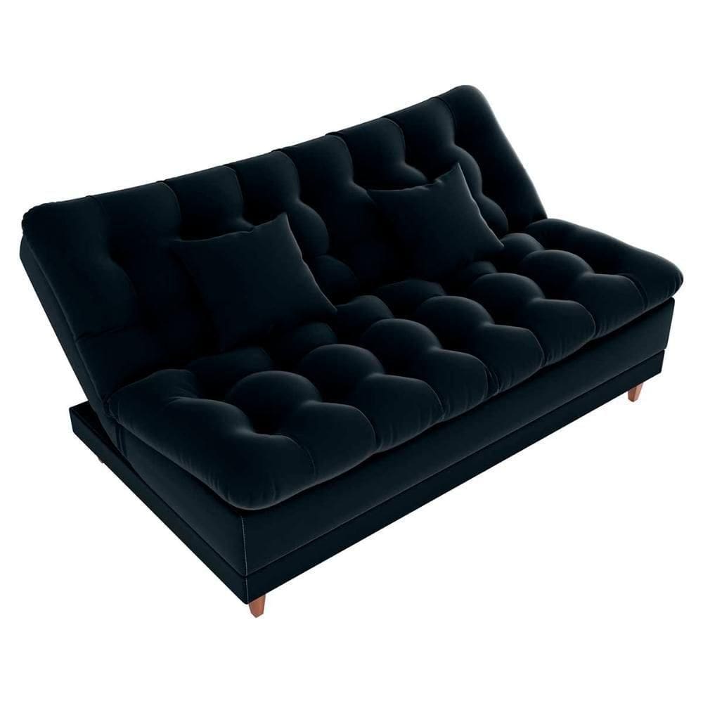 Sofá Cama 3 Lugares Casal Confortável 1,85 Larg Duda Matrix Veludo Preto