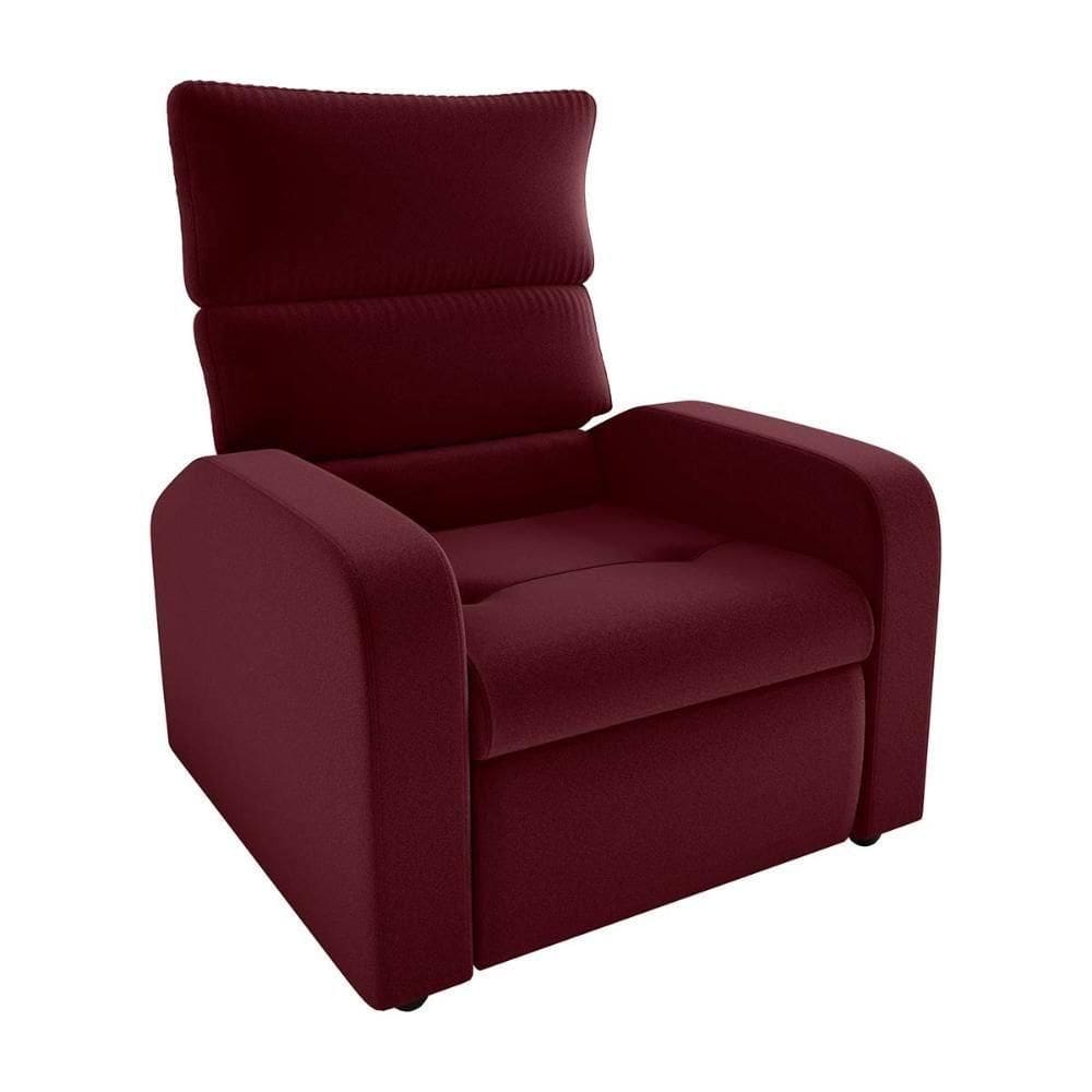 Poltrona Do Papai Reclinável Confortável Kwid Matrix Veludo Vinho