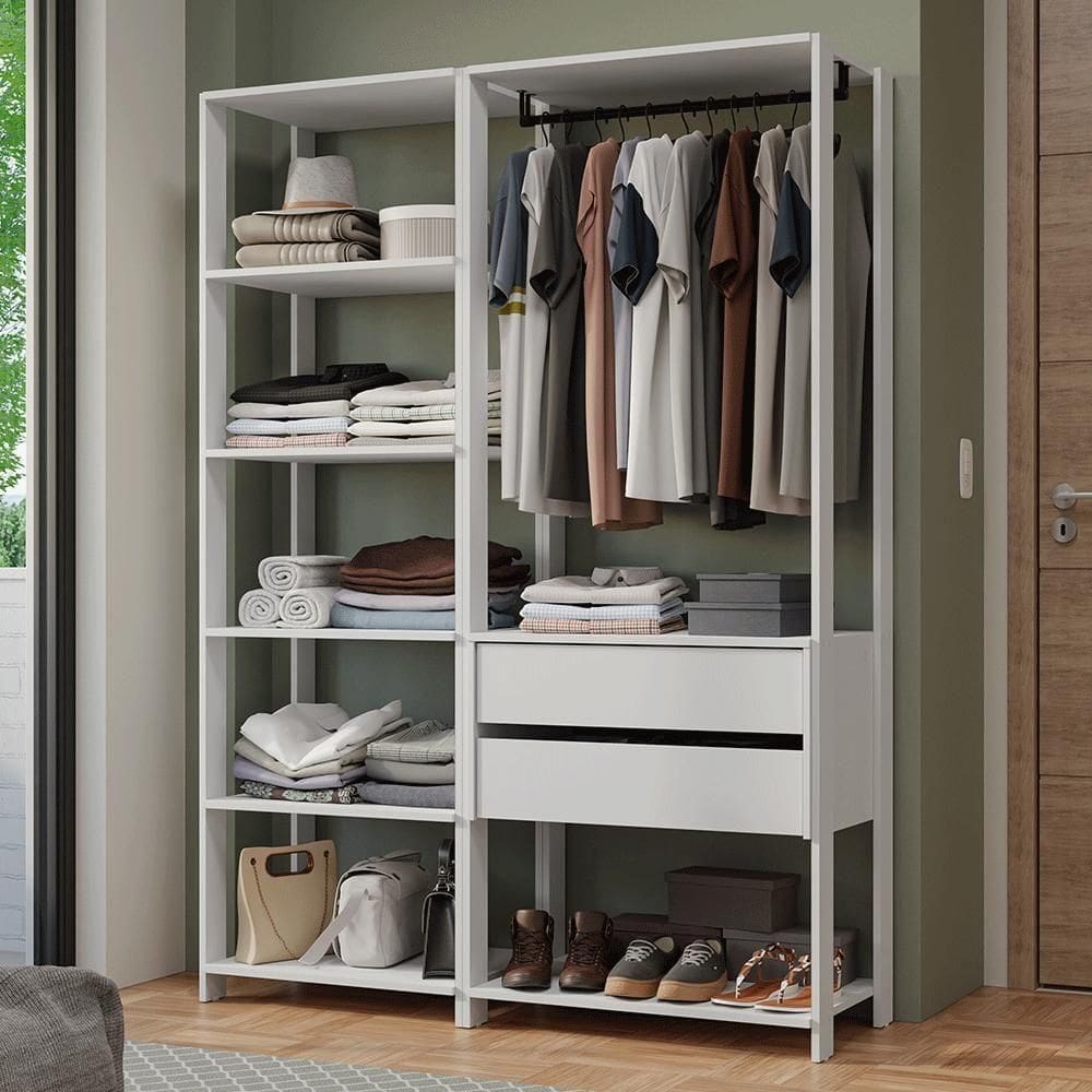 Guarda-roupa Closet Modulado 2 Gavetas 129 Cm Valencia Madesa Branco