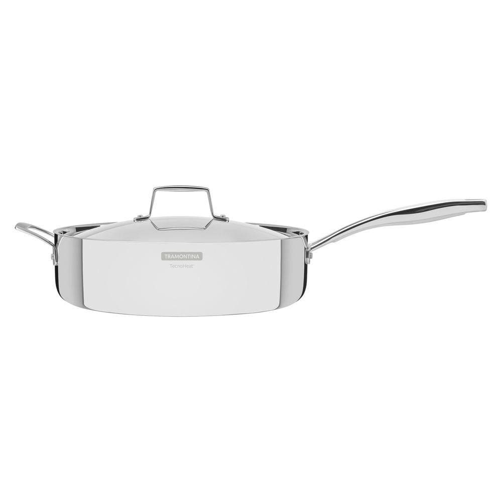 Frigideira Tramontina Grano Em Aço Inox Com Corpo Triplo Com Tampa E Cabo 30 Cm 5,6 L