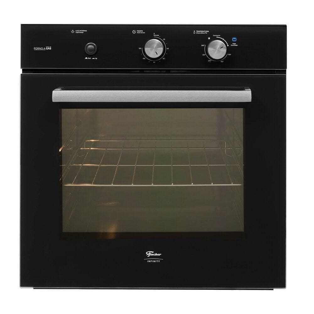 Forno A Gás De Embutir 78L Fischer Infinity Com Grill Preto Preto 110V