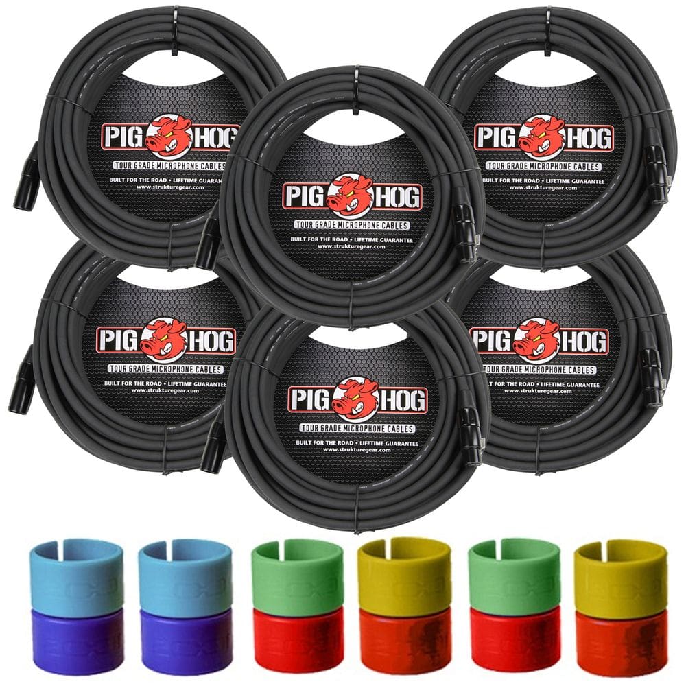 Cabo de microfone Pig Hog 8mm XLR macho para fêmea 9m com anéis