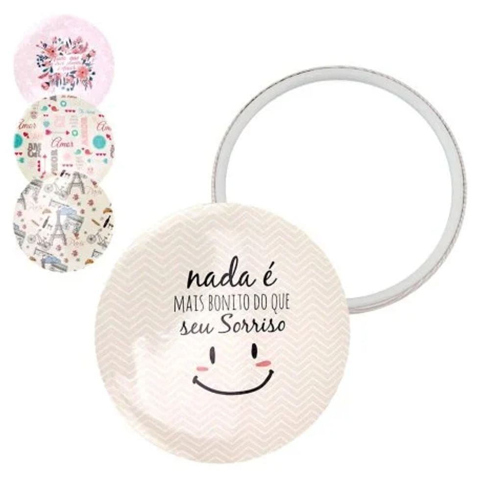 Espelho de Bolsa 7cm Plástico Estampas Variadas