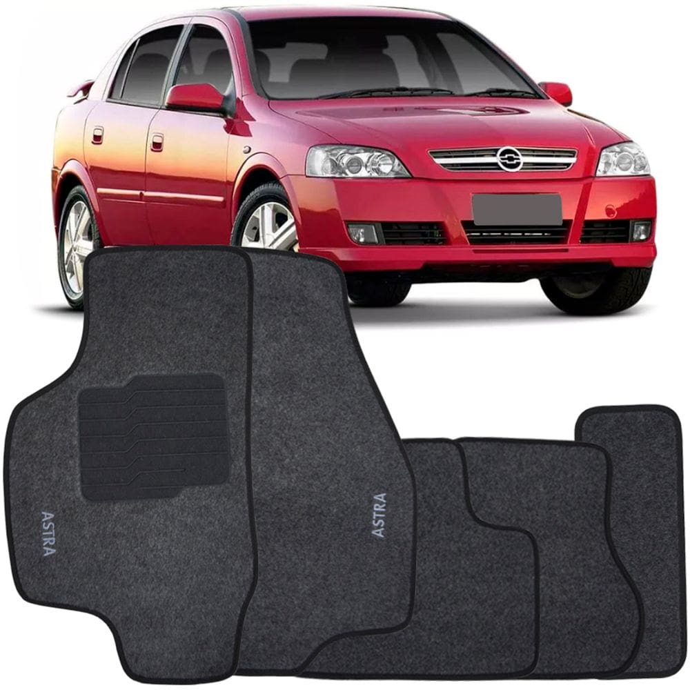 Tapete Carpete Astra 1998 à 2012 Grafite Logo Bordado Jogo 5 Peças Personalizado Automotivo