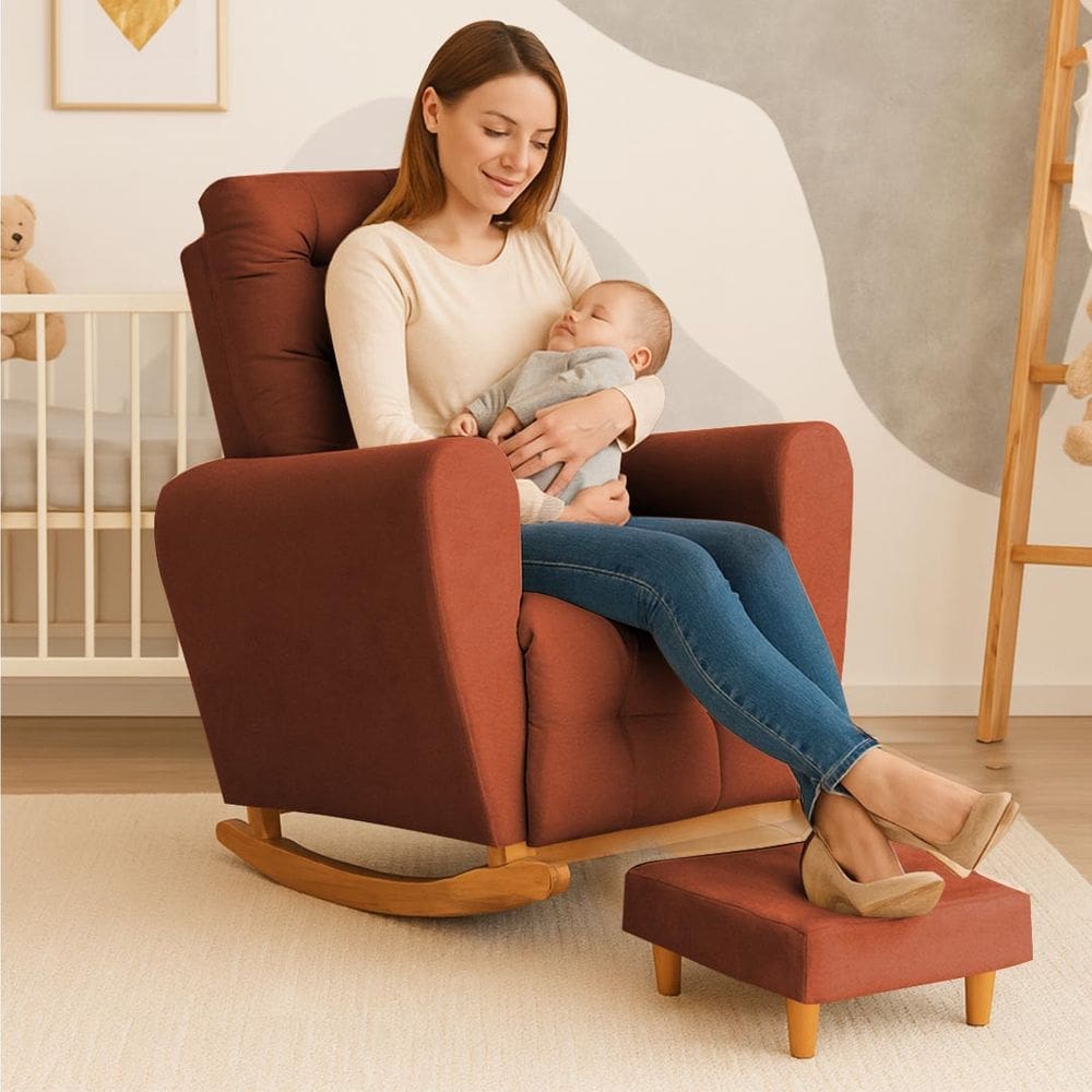 Poltrona Amamentação Base Balanço Cecilia TerraCota