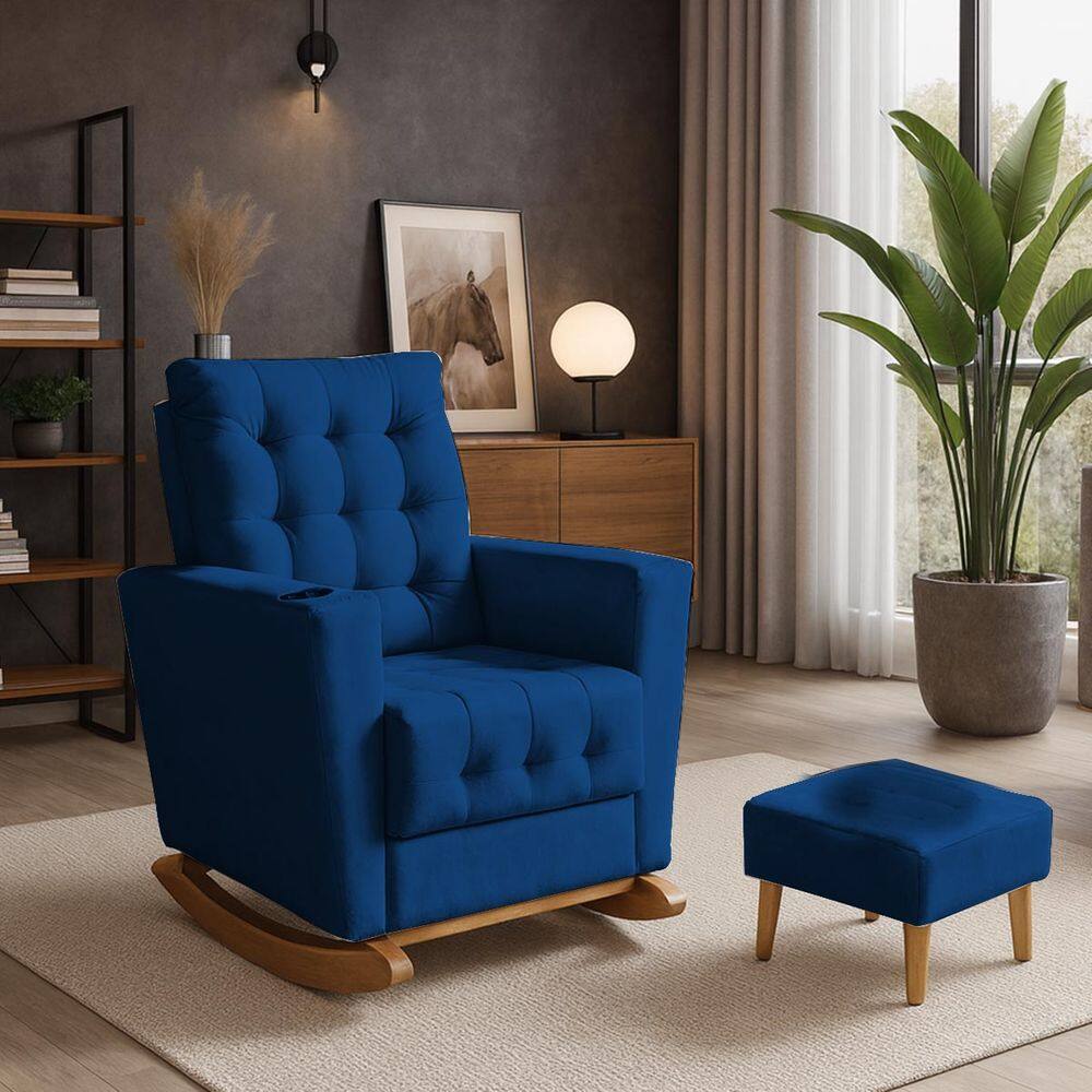 Poltrona Duna Amamentação Balanço e Puff Marinho