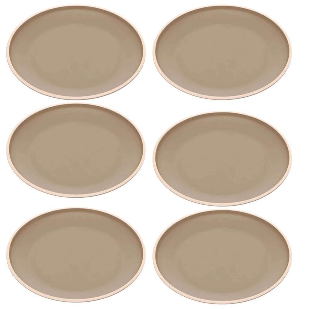 Kit 6 Pratos De Sobremesa Melamina 21,5cm Class Bege Wolff Raso Cozinha Servir Tortas