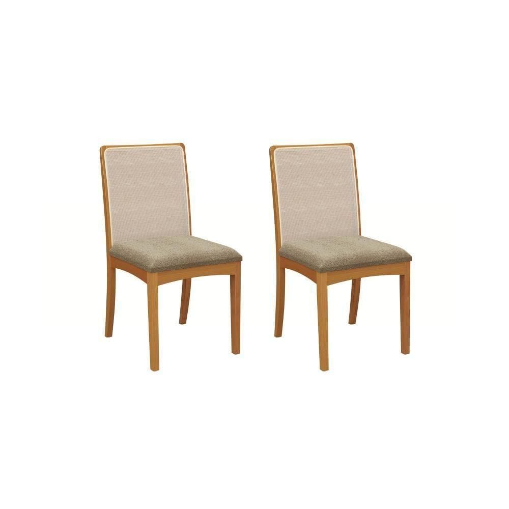 Par De Cadeiras Montadas Kappesberg Em Madeira Maciça Lara Boucle Fendi Tela Bege