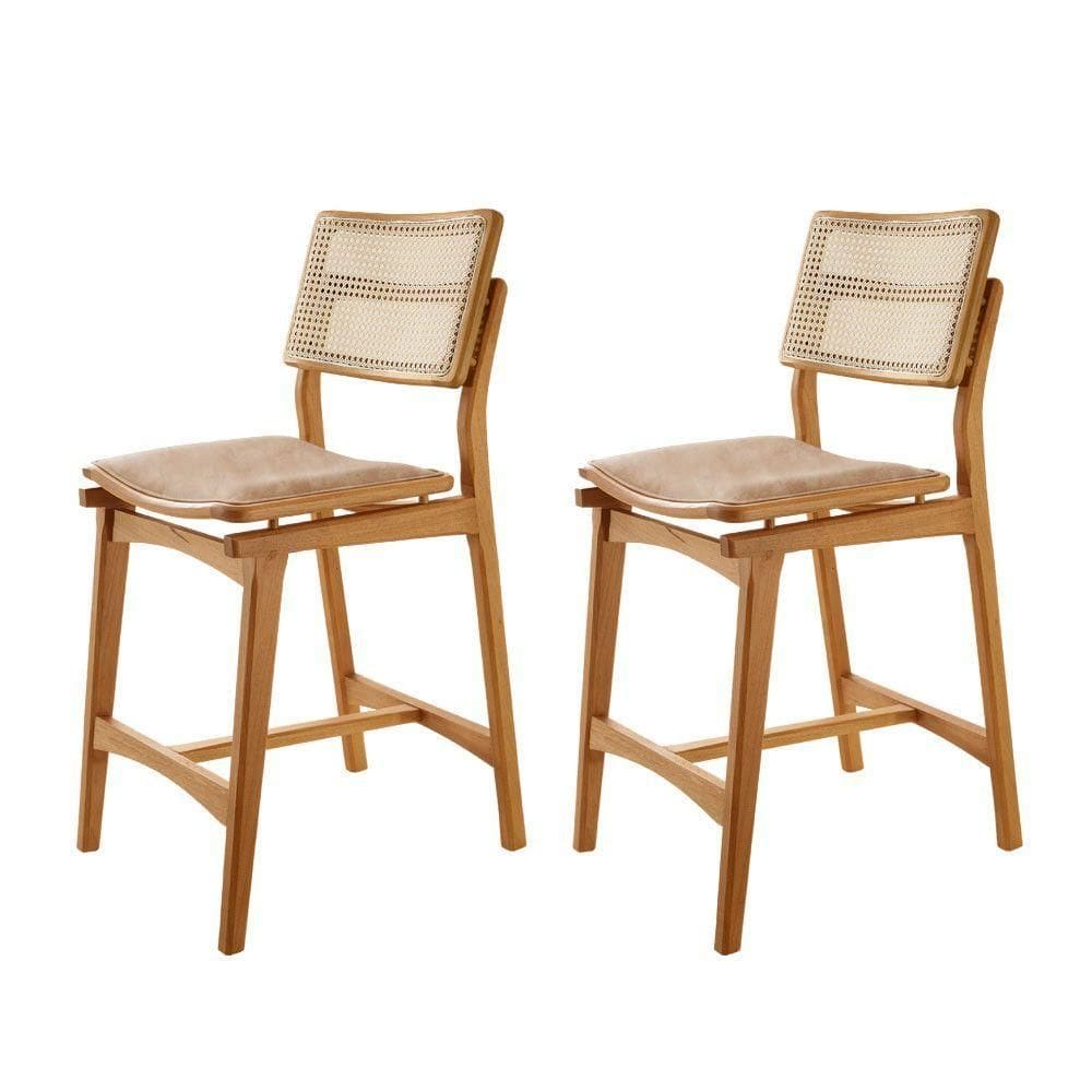 Conjunto Com 2 Banquetas Eva Premium Milano Imbuia Natural
