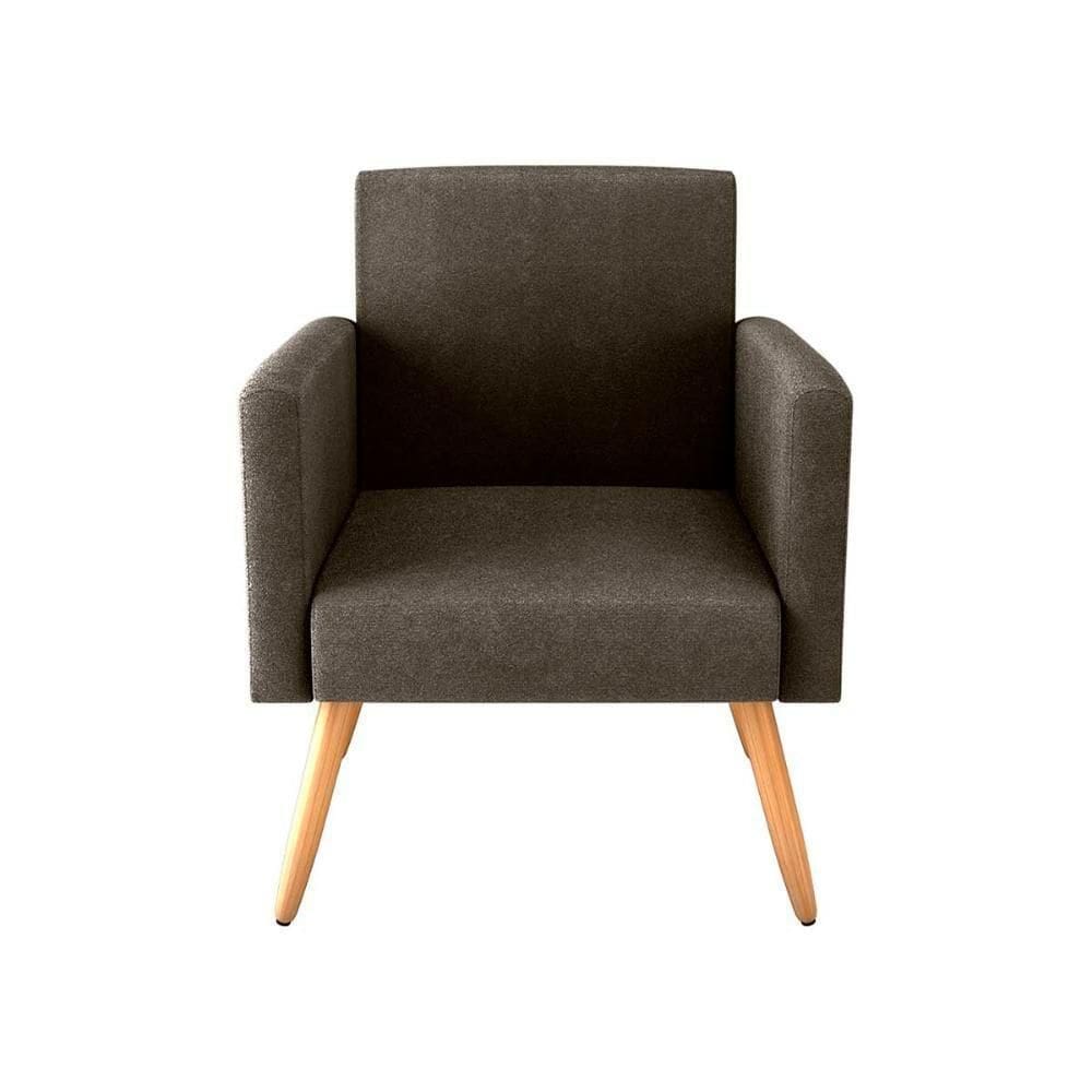 Kit 2 Poltronas Decorativas E Puff Decorativo Pés Palito Dallas Matrix Veludo Turkey Marrom