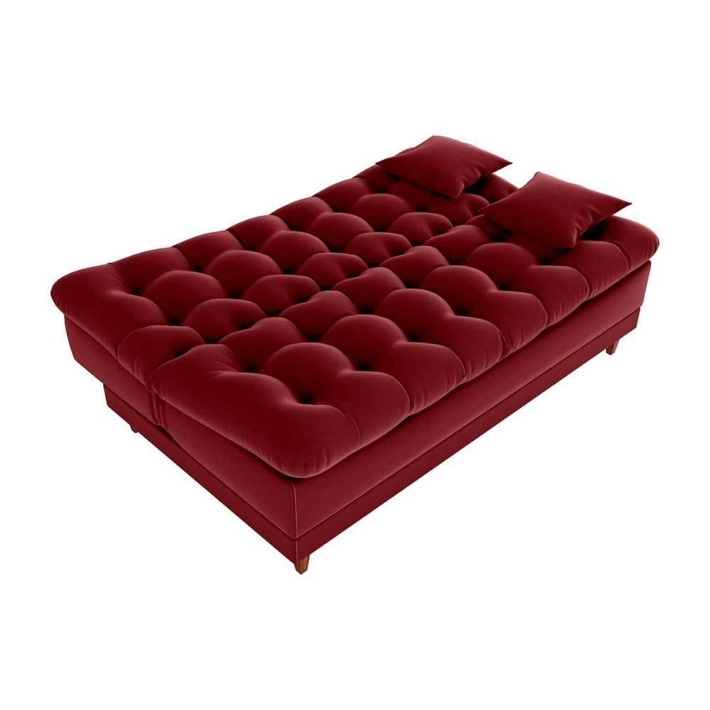Sofá Cama 3 Lugares Casal Confortável 1,85 Larg Duda Matrix Veludo Vinho