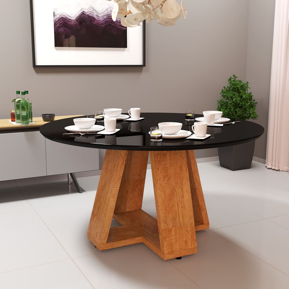 Mesa Redonda De Jantar 90x90 Estrutura Resistente Moderna Para Sala Ou Cozinha