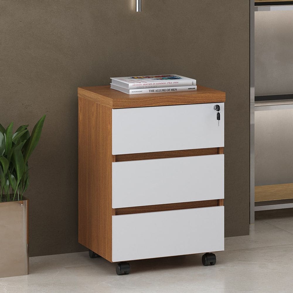 Gaveteiro Artany 3 Gavetas Ii - Y37 - Freijó/Branco 6296