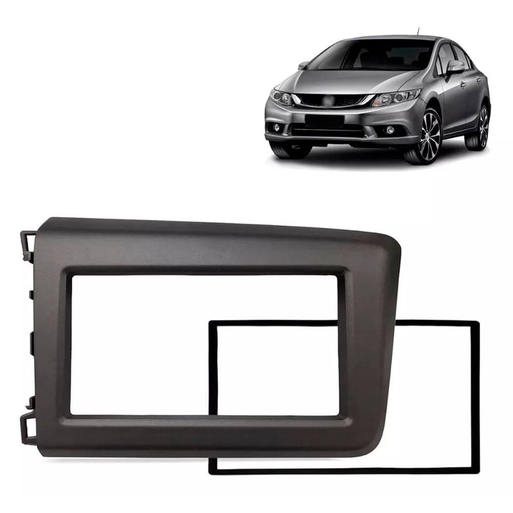 Moldura Painel Central 2 Din Som Dvd Civic 2012 à 2016 Cinza