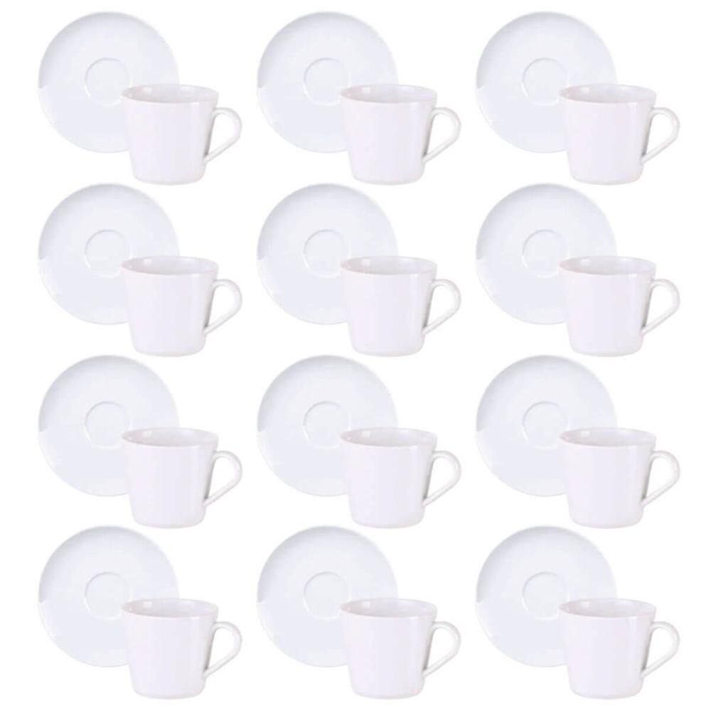 Conjunto 12 Xícaras com Pires Porcelana 185ml Tramontina Leonora Café Chá Mesa Posta