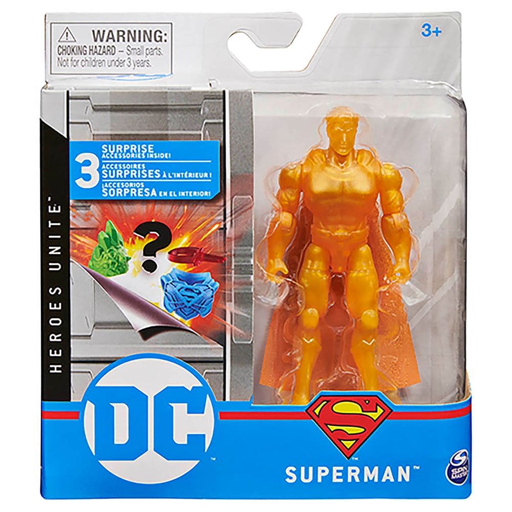 Boneco De 10 Cm Superman Dourado Com Acessório - DC Comics