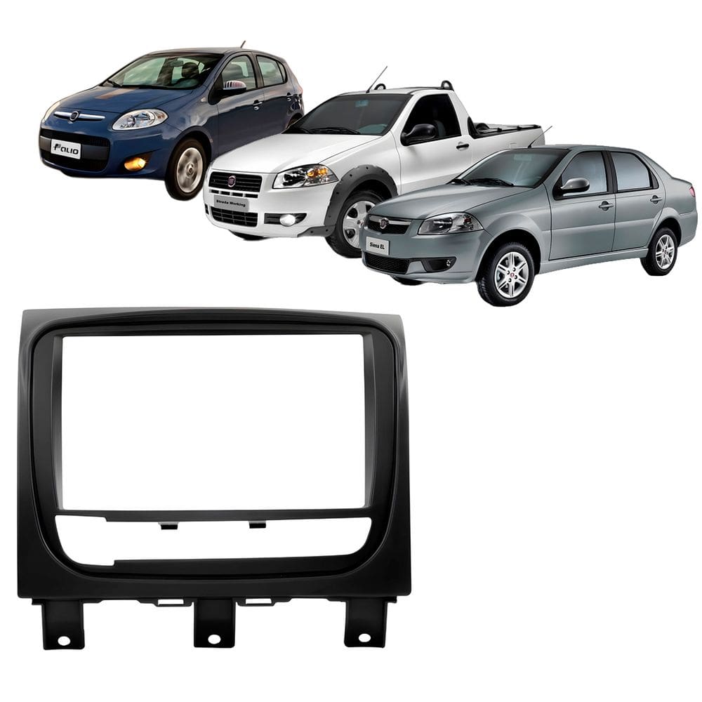 Moldura Painel Central 2 Din Som Dvd Palio Weekend Adventure Attractive Trekking 2013 à 2020 Preto