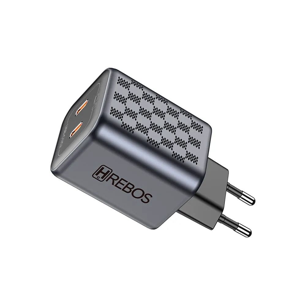 Carregador Smart Hrebos Crg-218 Turbo 45w Dual Usb-c Preto