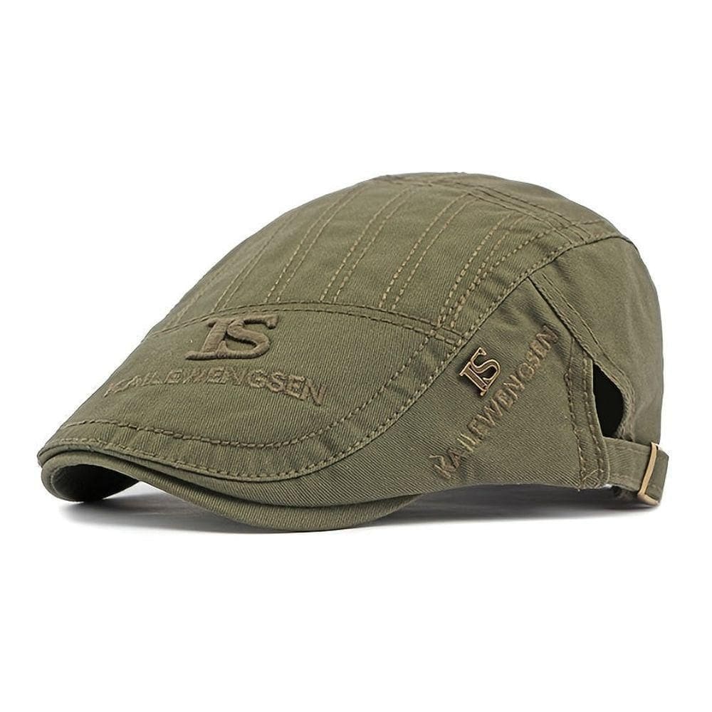 Boina Estilo Britânico Retro Tecido Texturizado Casual Com Bordado Primavera/verão Verde