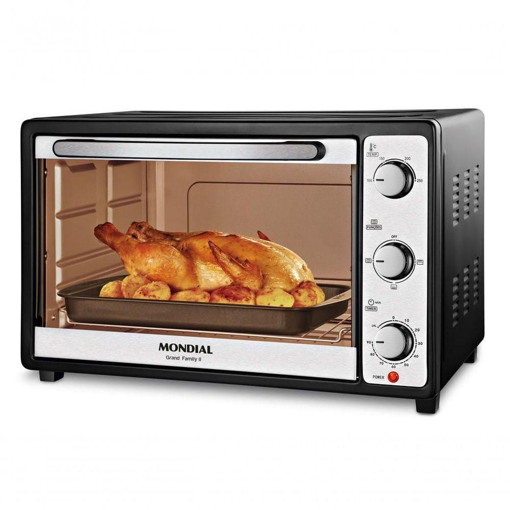 Forno Elétrico Mondial Grand Family II Preto E Inox 1800W 52L FRN-52-B 110V