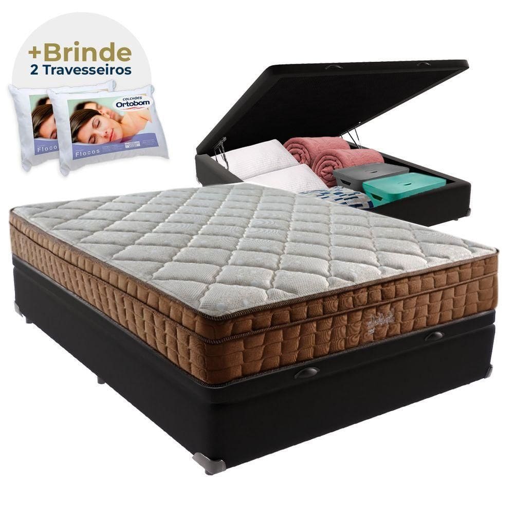 Cama Box Baú Casal E Colchão Ortopédico Star Molas