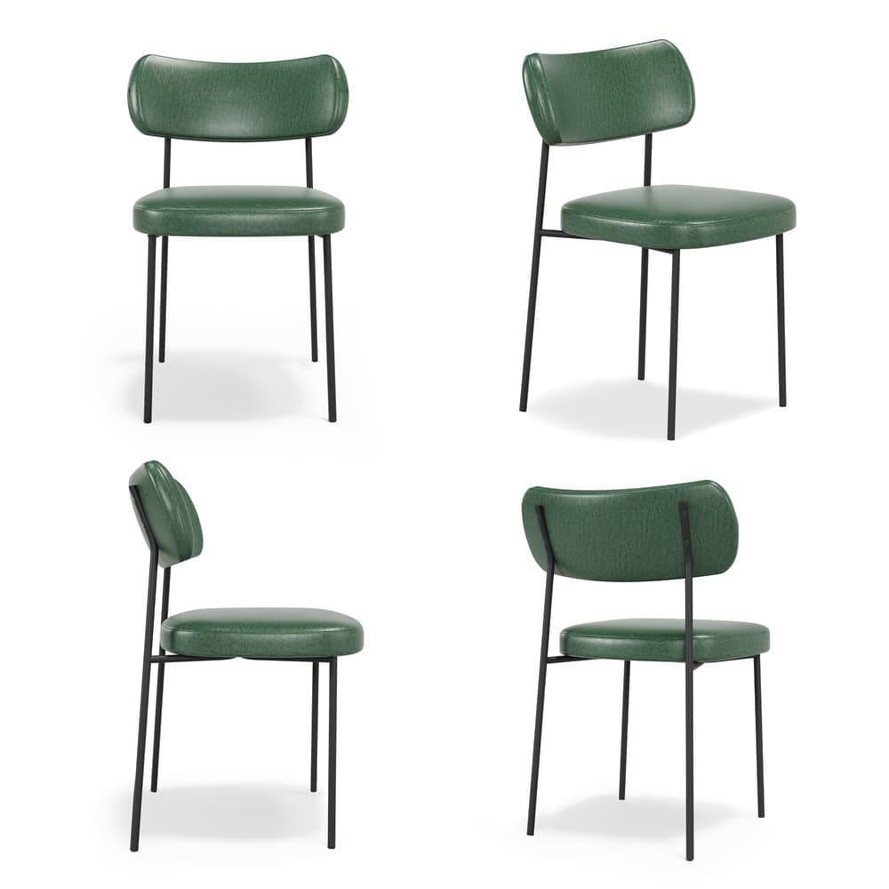 Conjuto 4 Cadeiras Fixa Escritório Stela Courino Verde - Vallisa Decor