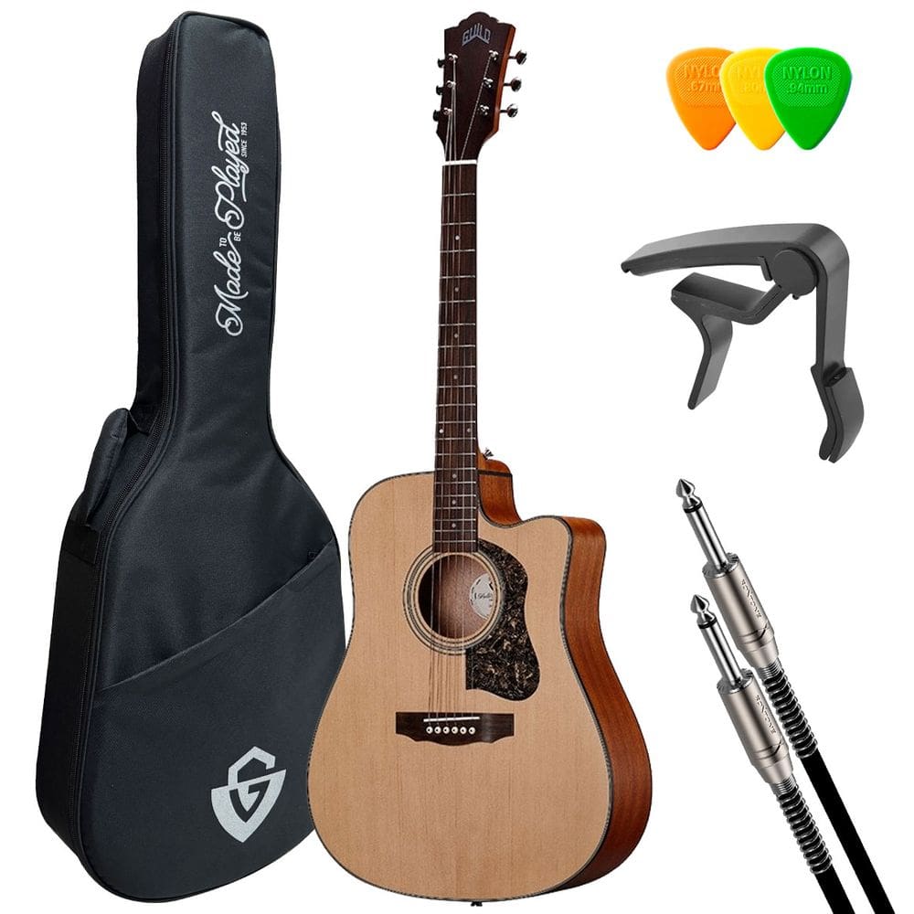 Violão Guild Aço Folk D340ce Natural Maciço Elétrico
