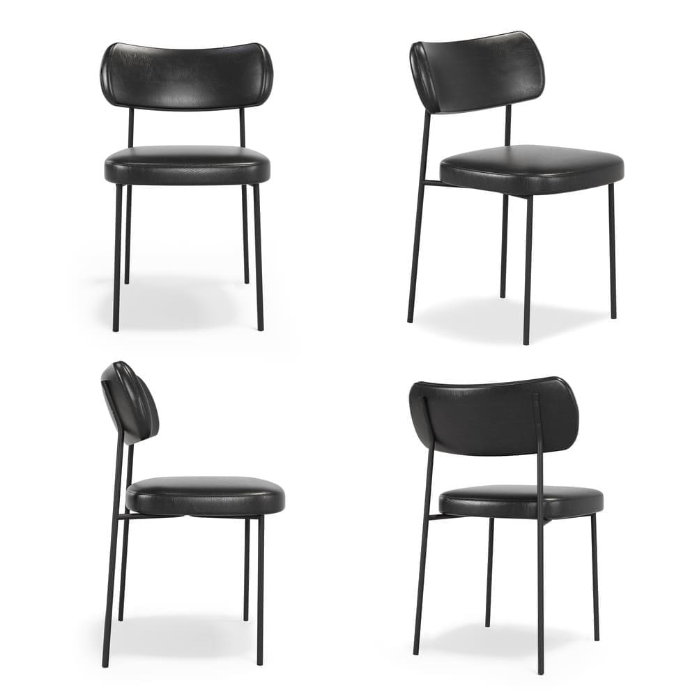 Conjuto 4 Cadeiras Fixa Stela Courino Preto - Vallisa Decor