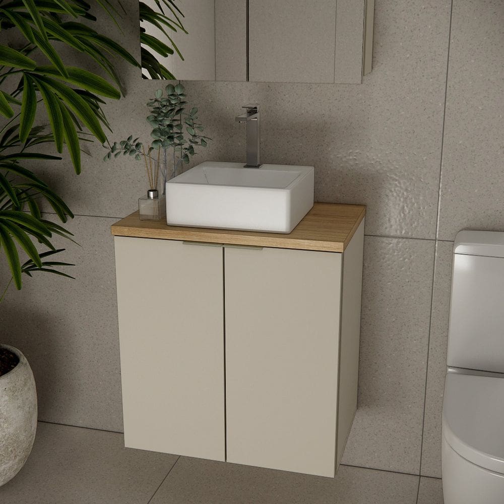 Gabinete de Banheiro 60cm Gab4008 Marrom Panna / Carvalho